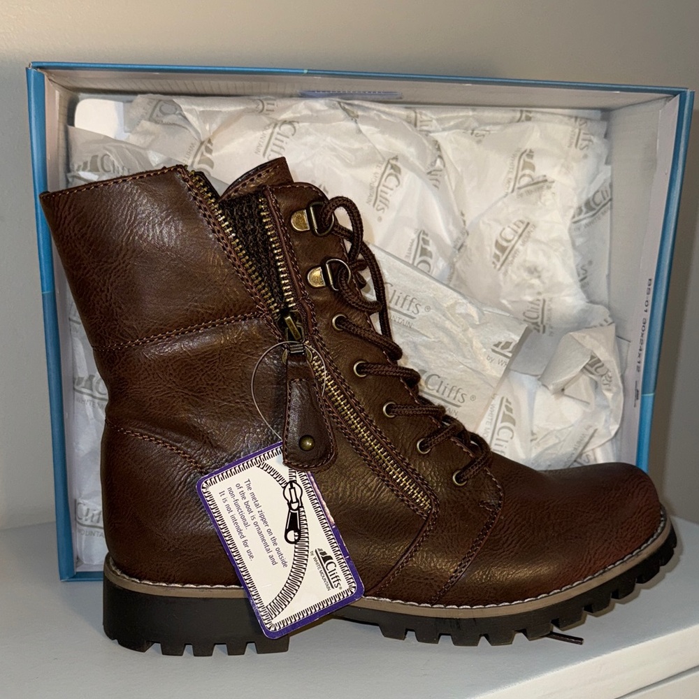 White Mountain Brown Combat Boots